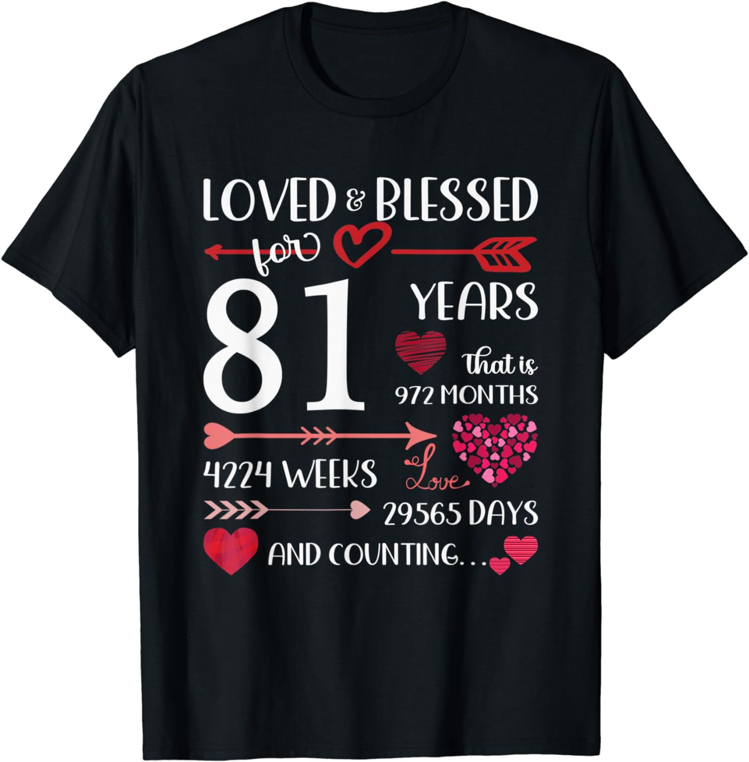 Loved And Blessed For 81 Years Old 81st Birthday Mothers Day T-Shirt