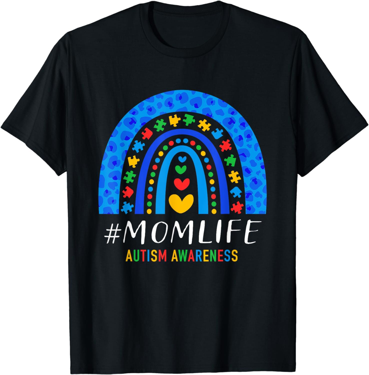 Autism Mom Life Rainbow Leopard Mothers Day For Mom Women T-Shirt
