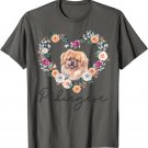 Pekingese Dog Flower Heart Funny Mother's Day Gift T-Shirt