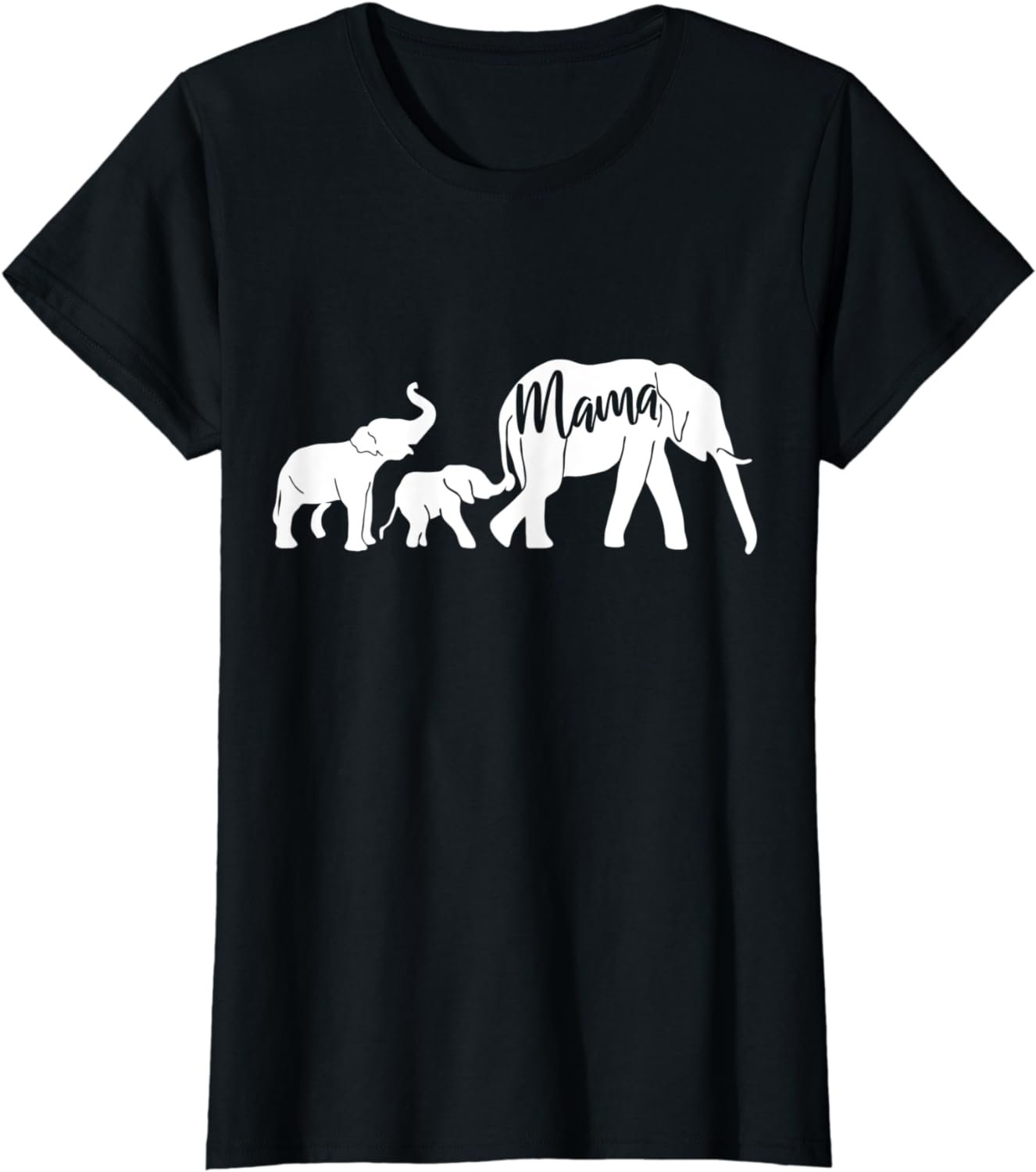 Womens Elephant Mama with two Kids Mama of Two Mothers Day Mom of 2 T-Shirt