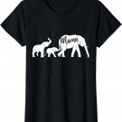Womens Elephant Mama with two Kids Mama of Two Mothers Day Mom of 2 T-Shirt