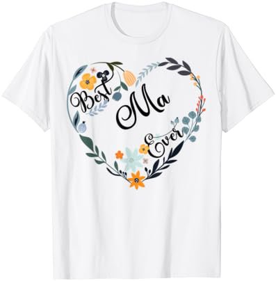 Best Ma Ever Heart Flower Blessed Grandma Mother's Day T-Shirt