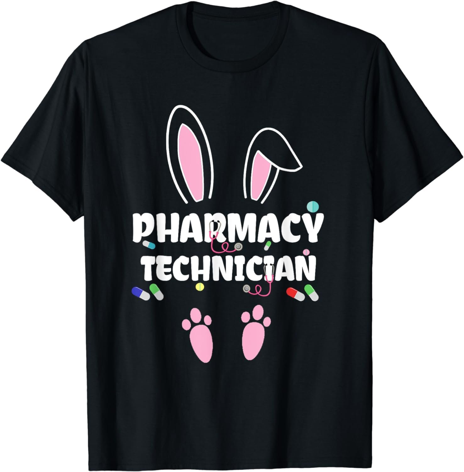 Funny Pharmacy Technician Bunny Pharmacist Happy Easter Day T-Shirt