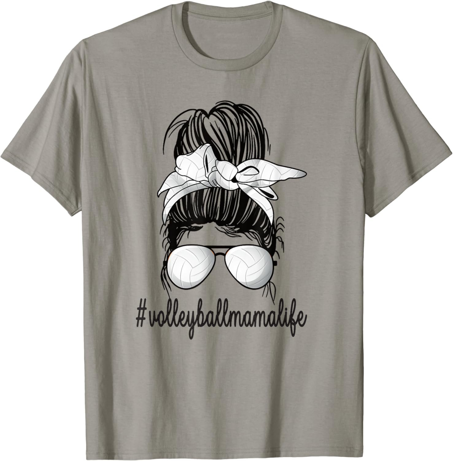 Volleyball Mama Life Messy Bun Mother Of A Volleyballer T-Shirt
