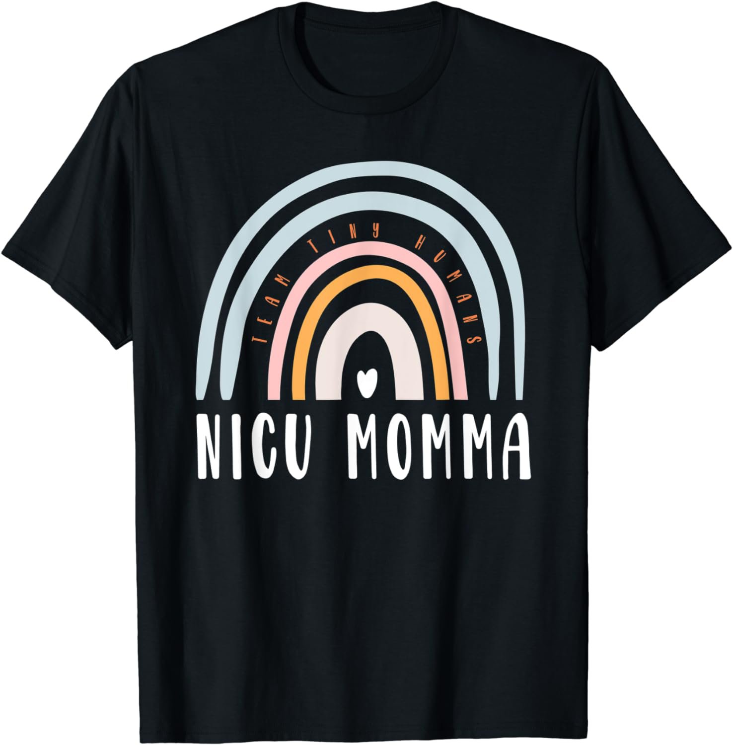 Nicu Momma Retro Boho Rainbow Colorful NICU Mom Tiny Warrior T-Shirt