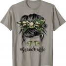 Grandma Life Camo Sunglasses Bandana Messy Bun Hair T-Shirt