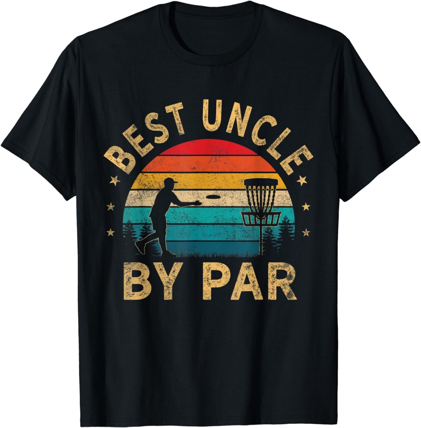 Mens Vintage Best Uncle By Par Disc Golf Funny Father's Day T-Shirt