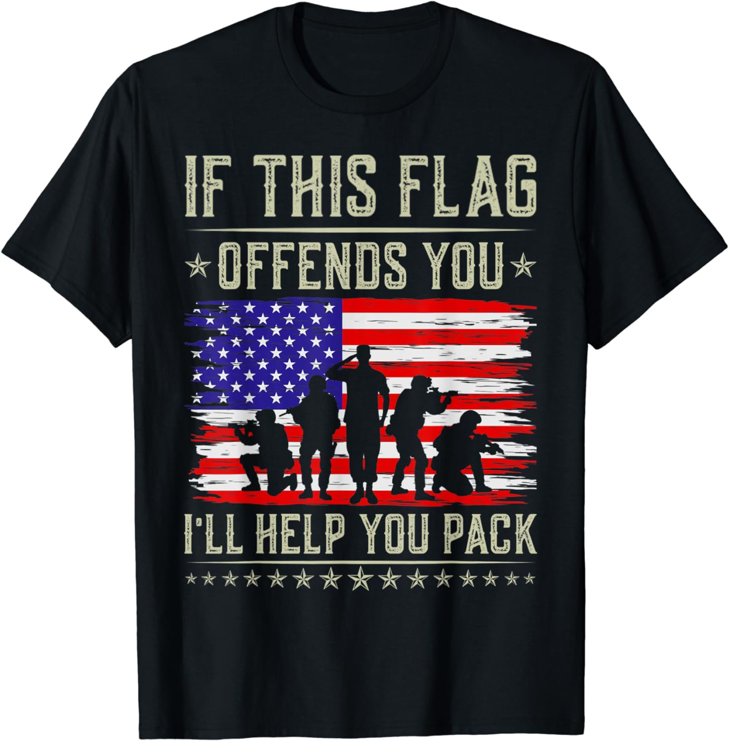 If This Flag Offends You I'll Help You US Flag Veterans Day T-Shirt