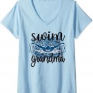 Womens Swim Grandma Proud Swim Grandmother Of A Swimmer V-Neck T-Shirt