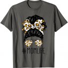Messy Hair Bun Mom Life Leopard Mother's Day Women Funny Tee T-Shirt