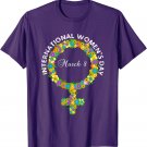 Floral Women Symbol Purple International Women's Day T-Shirt
