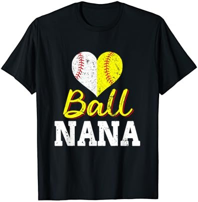 Baseball Softball Ball Heart Nana Mother's Day Grandma Mom T-Shirt