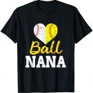 Baseball Softball Ball Heart Nana Mother's Day Grandma Mom T-Shirt