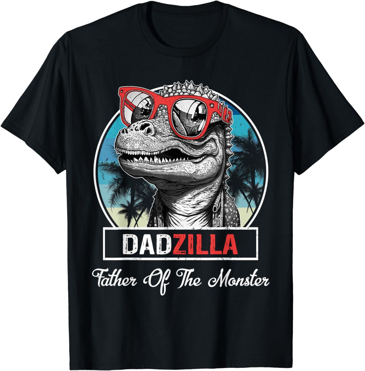 Dadzilla Dinosaur Men Glasses Retro Vintage Fathers Day T-Shirt