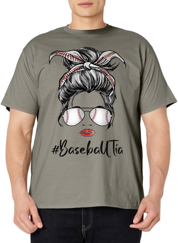Tia Life Messy Bun Softball Baseball Women Mother's Day T-Shirt