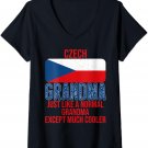 Womens Vintage Czech Grandma Czech Republic Flag for Mother's Day V-Neck T-Shirt