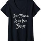 Womens Mother's Day Gift for Mom of Boys This Mama Loves her Boys V-Neck T-Shirt