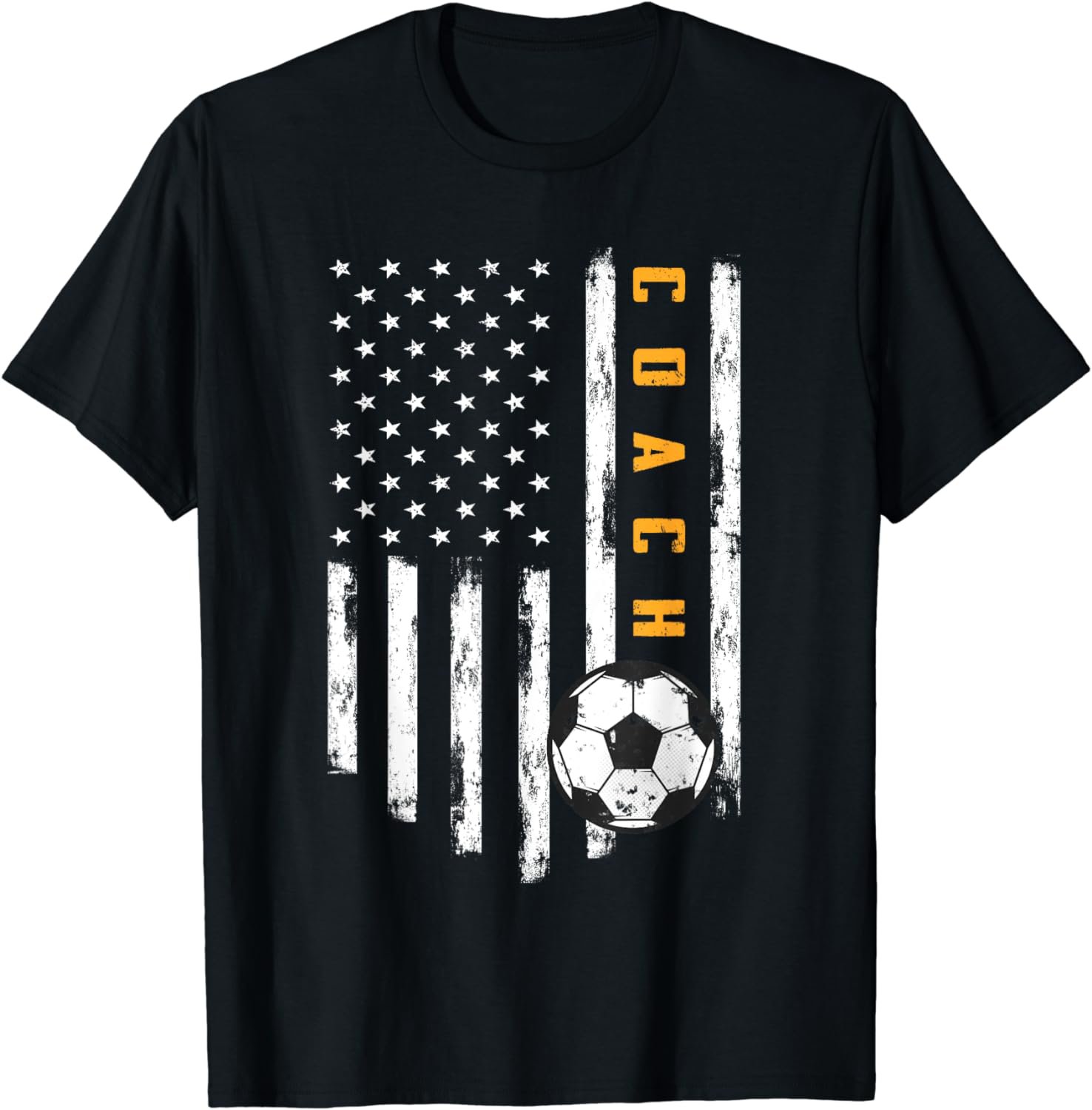 Soccer Coach American Flag Design Funny Trainer Coaching T-Shirt