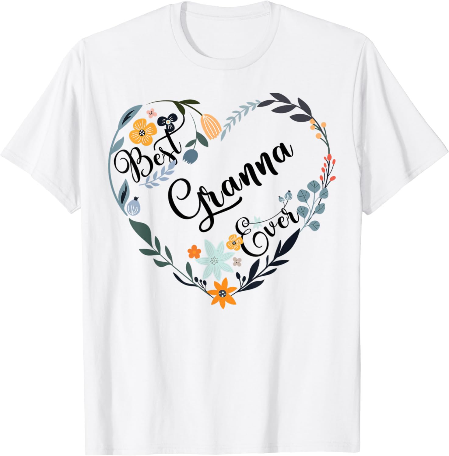 Best Granna Ever Heart Flower Blessed Grandma Mother's Day T-Shirt