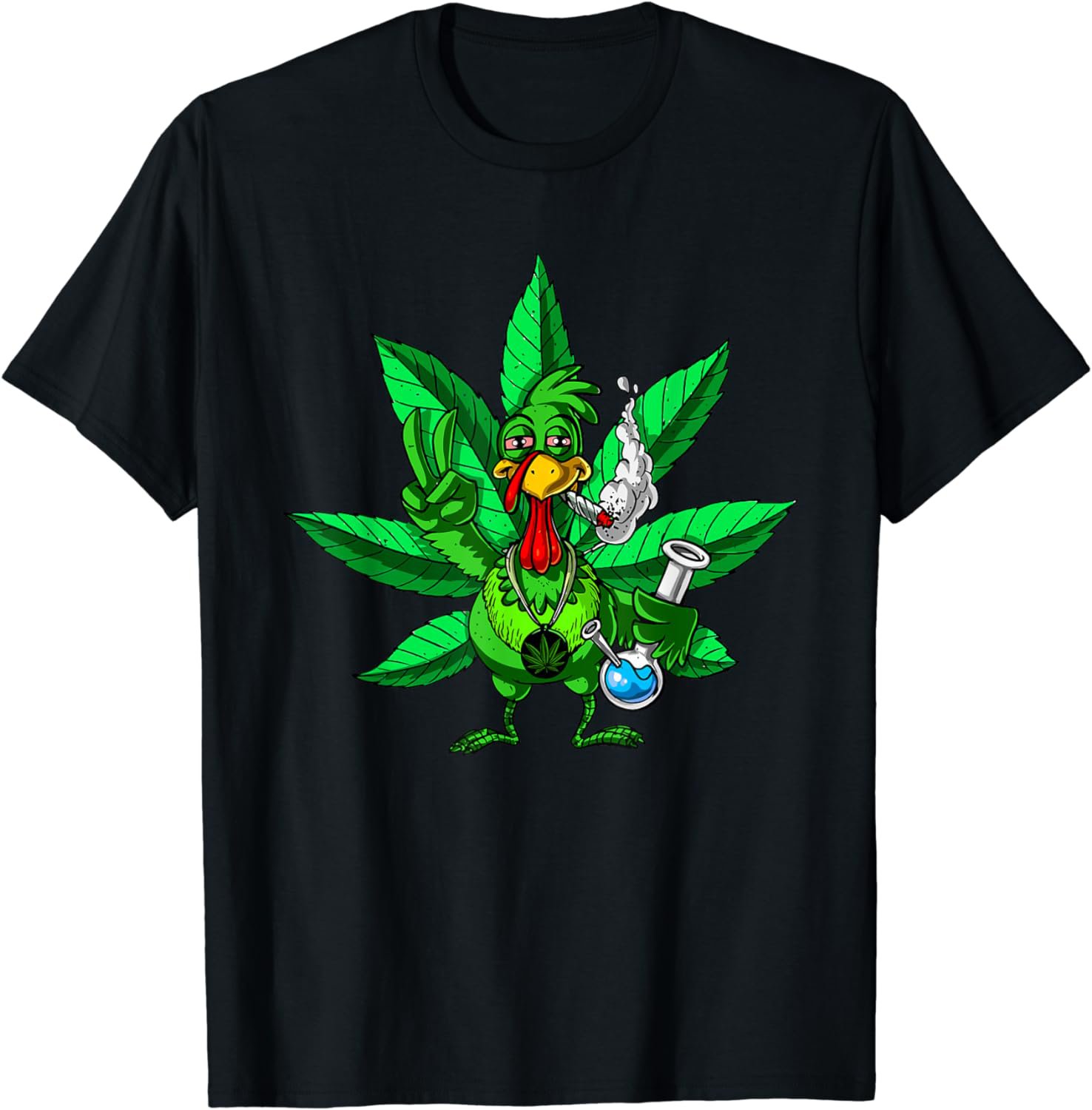 Funny Turkey Weed Leaf Pot Smoker 420 Thanksgiving Day T-Shirt