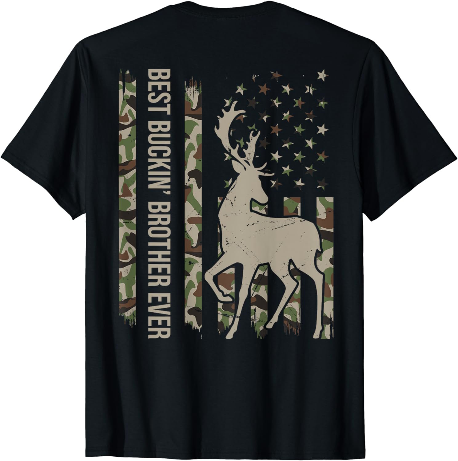 Best Buckin Brother Ever Funny Family Camou USA American T-Shirt