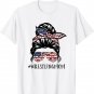 Womens Th America Flag Messy Bun Wrestling Mom Life T-Shirt