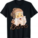 Vintage Christmas Retro Holiday Cheetah Santa Leopard Hat T-Shirt