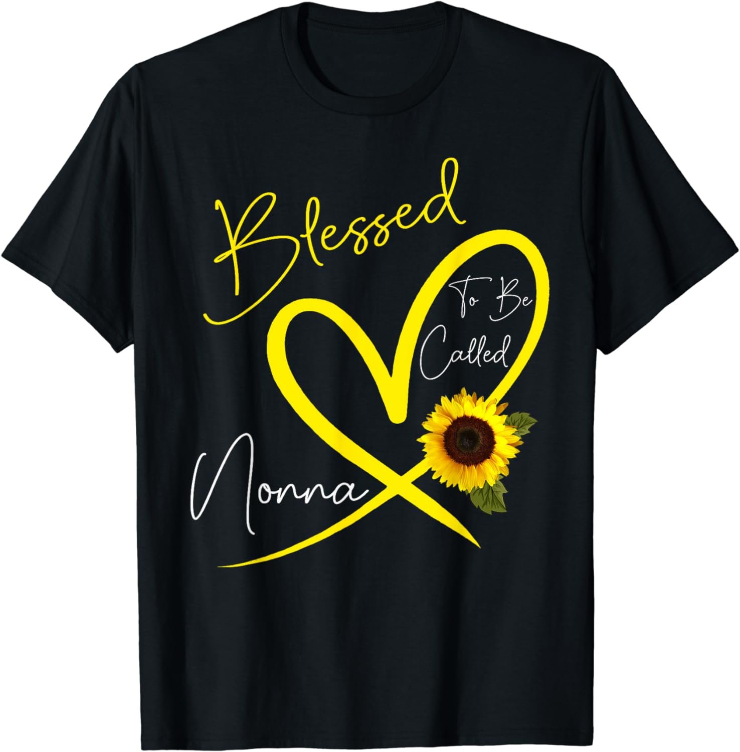 Blessed To Be Called Nonna Sunflower Heart Mother's Day T-Shirt