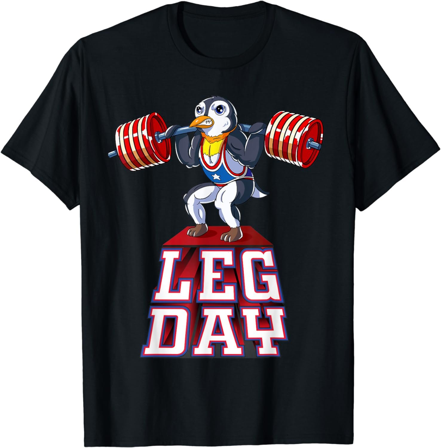 Leg Day penguin Weight Lifting Squat Gym Training T-Shirt