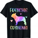 Frenchie Grandma French Bulldog Nana Rainbow Watercolor T-Shirt