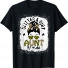 Aunt Of Both Messy Bun Leopard Camo Bleached Mother's Day T-Shirt