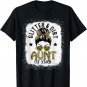 Aunt Of Both Messy Bun Leopard Camo Bleached Mother's Day T-Shirt