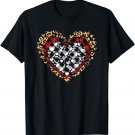 Buffalo Striped Plaid Leopard Splicing Heart Valentine's Day T-Shirt