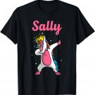 SALLY Gift Name Personalized Birthday Dabbing Unicorn Queen T-Shirt