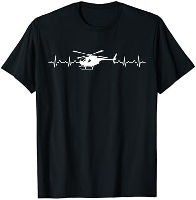 Helicopter Heartbeat Funny Pilot Lifeline Gift T-Shirt