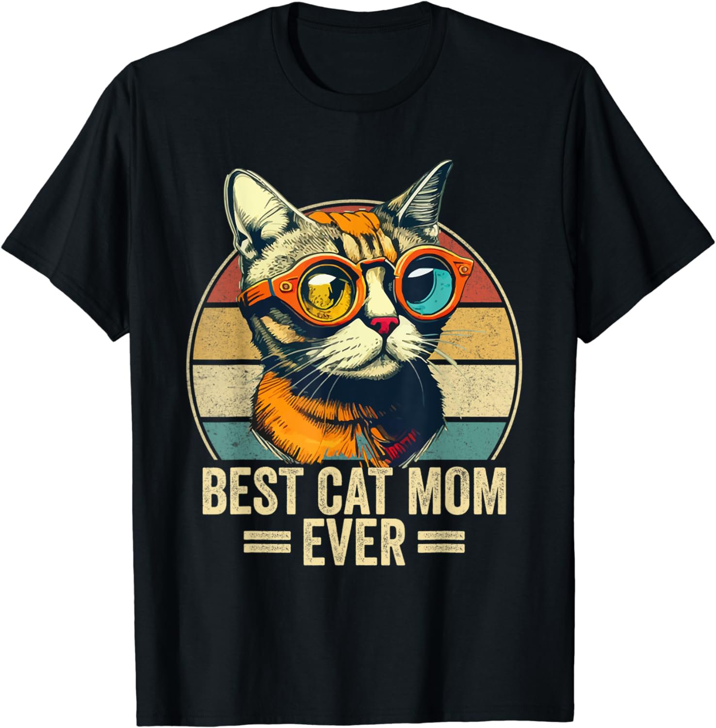 Best Cat Mom Ever Retro Vintage Cat Glasses Mothers Day 2023 T-Shirt