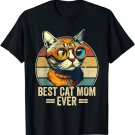 Best Cat Mom Ever Retro Vintage Cat Glasses Mothers Day 2023 T-Shirt