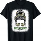 Military Mom Bleached Messy Bun Camo Patriotic Mother's Day T-Shirt