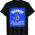 Bleached Warning Autism Mom Puzzle Piece Autism Awareness T-Shirt