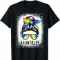 Bleached Auntie Life Messy Hair Bun Tie Dye Mother's Day T-Shirt