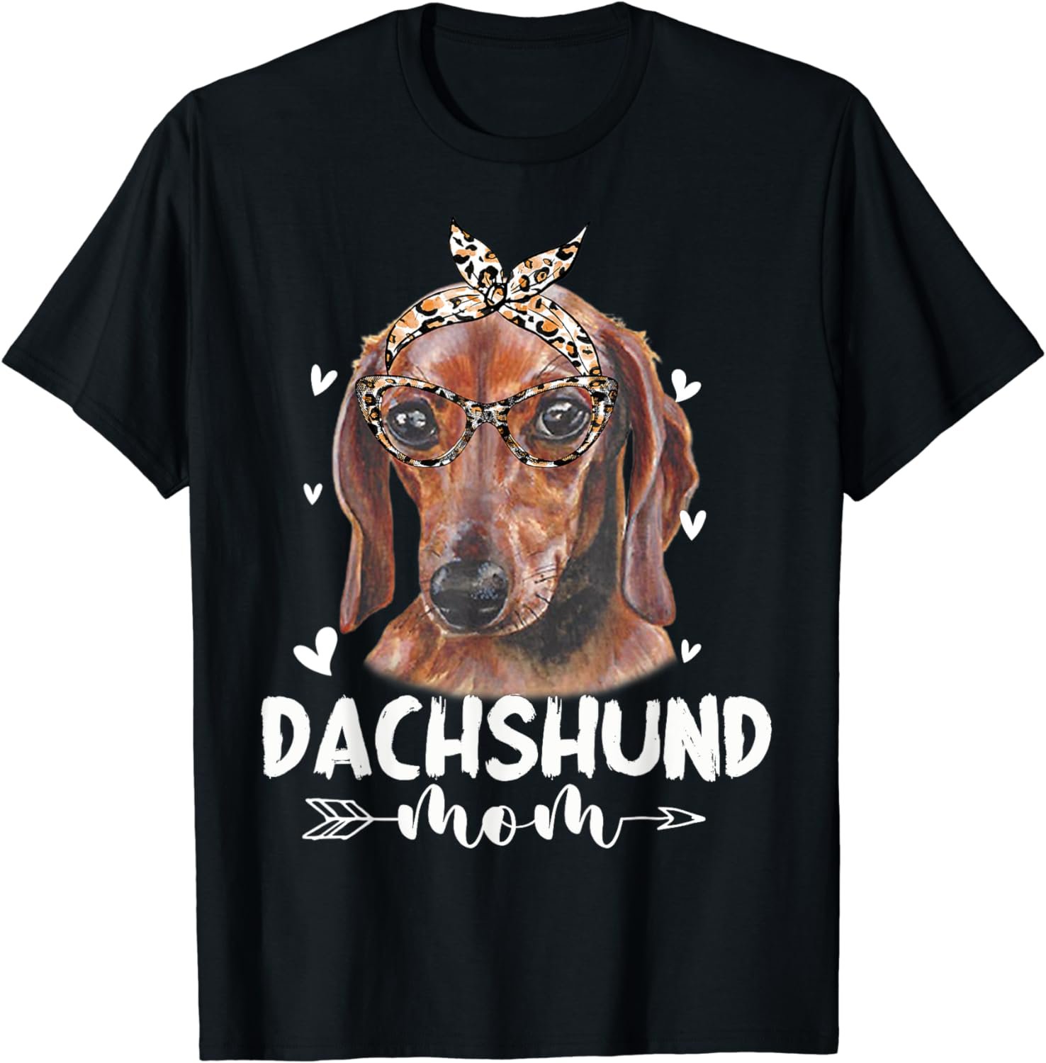 Dachshund Mom Leopard Print Dog Lovers Mother Day Gift T-Shirt