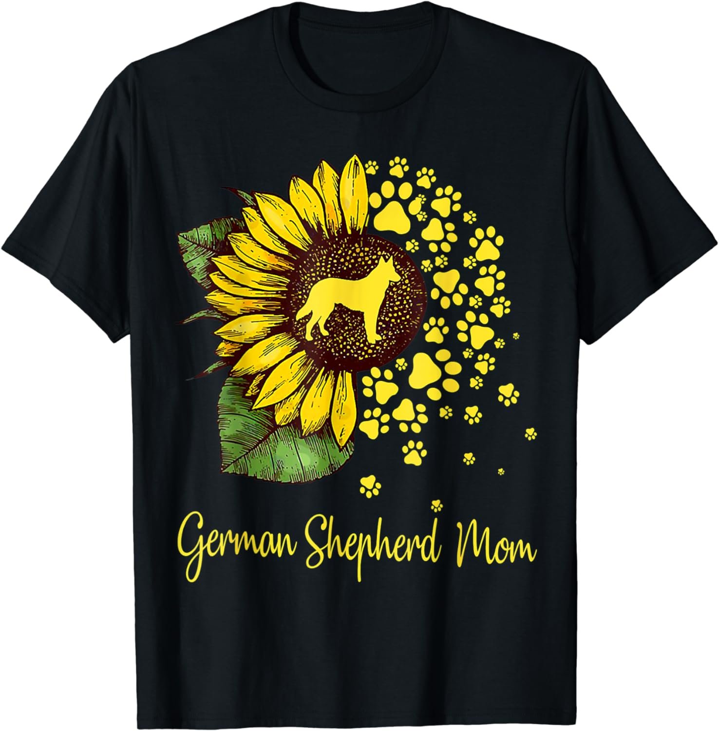 Sunflower German Shepherd Mom Dog Lover mother's day gift T-Shirt