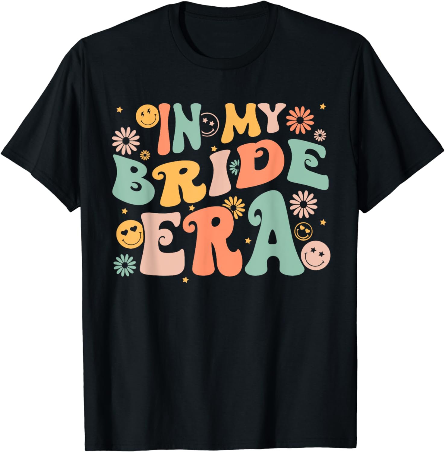 In My Bride Era Retro Vintage Groovy Bride Engaged Saying T-Shirt