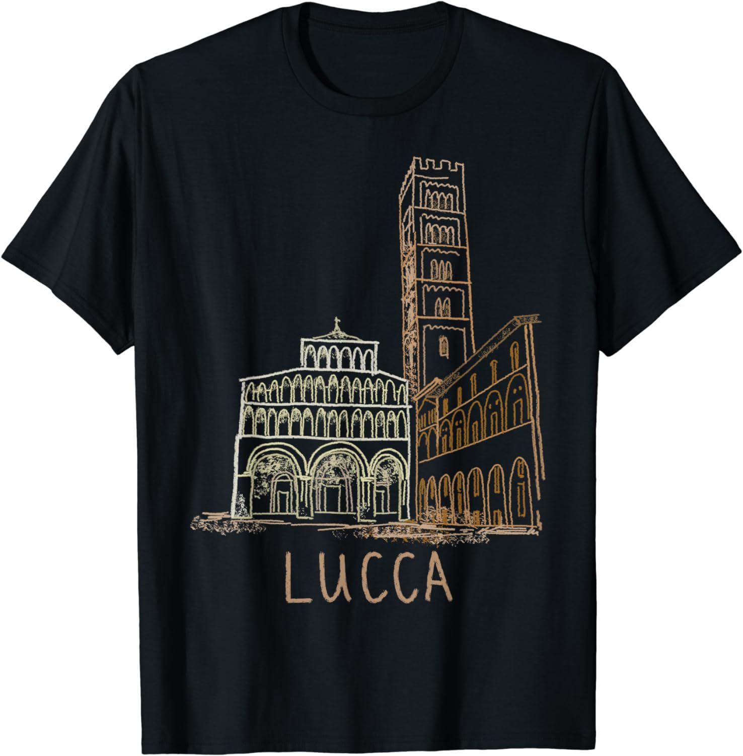 Lucca Italy Unique Hand Drawn Art Gift Men Women T-Shirt