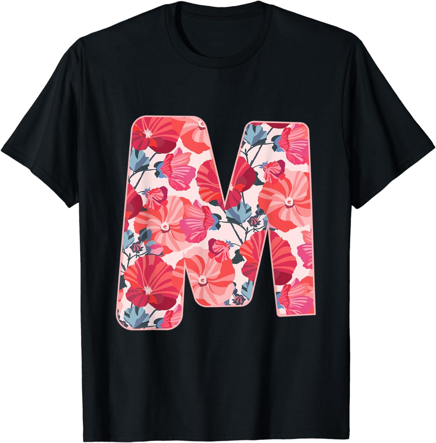 Letter M Sign Alphabet Last Name Consonants Flower Gift T-Shirt