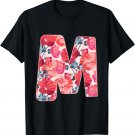 Letter M Sign Alphabet Last Name Consonants Flower Gift T-Shirt