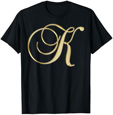 Monogram Initial Letter K Gold T-Shirt