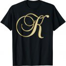 Monogram Initial Letter K Gold T-Shirt