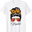 Funny Messy Bun #Yaya Life Basketball Mother's Day Gift T-Shirt