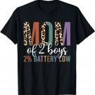 Mom of 2 Boys Shirt Gifts from Son Mothers Day Women Leopard T-Shirt